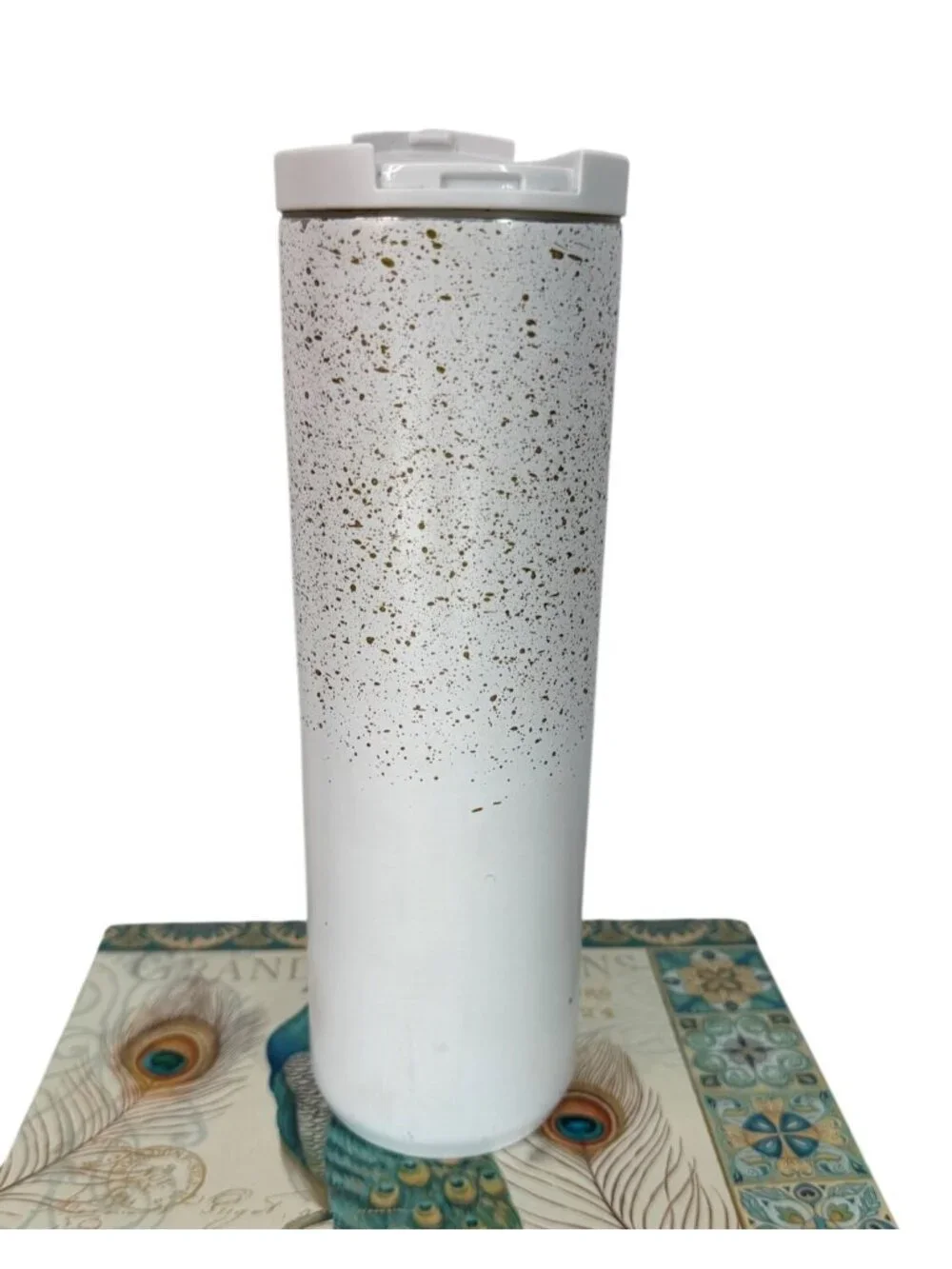 2020 Starbucks 20 oz white, gold speckles stainless steel tumbler